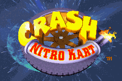 Crash Nitro Kart title screen for GameBoy Advance